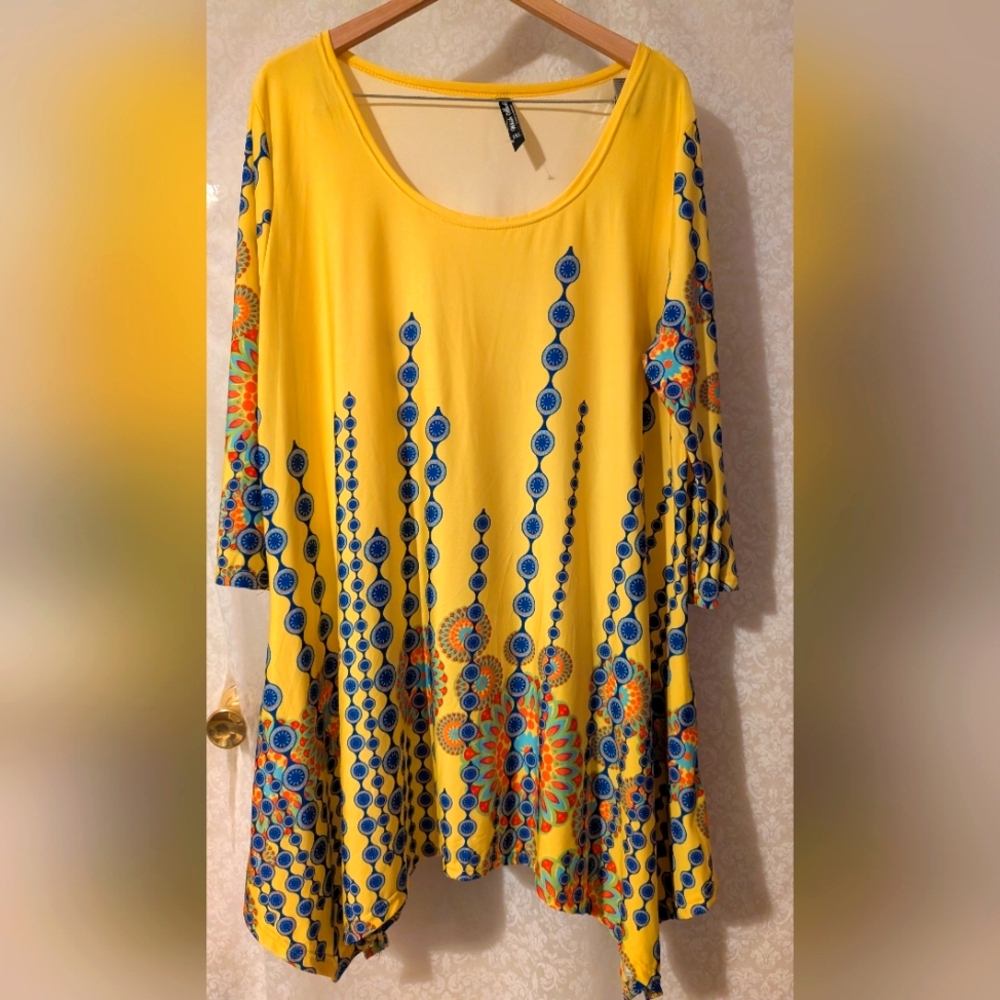 White Mark 3XL Rella Tunic Top‎ Yellow